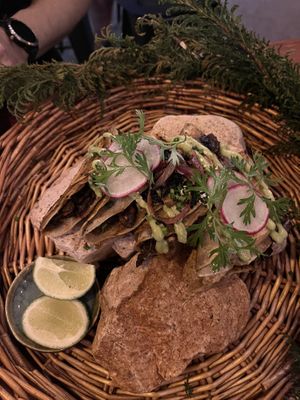 Barbacoa mushroom tacos  at Mezcal & Sal in Puerto Vallarta