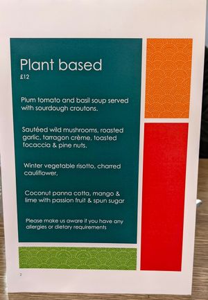 Vegan Plant Based Menu at Scholars in Blackburn