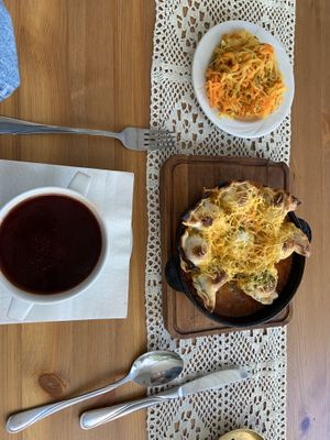 Vegan oven pierogi and borscht 🌟  at Pod Przykrywką in Wroclaw