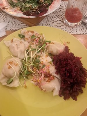 Russian pierogi with tofu at Pod Przykrywką in Wroclaw