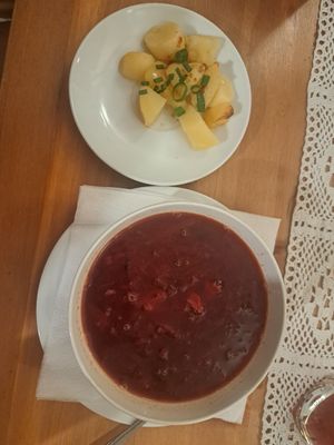 Ukrainian borscht at Pod Przykrywką in Wroclaw