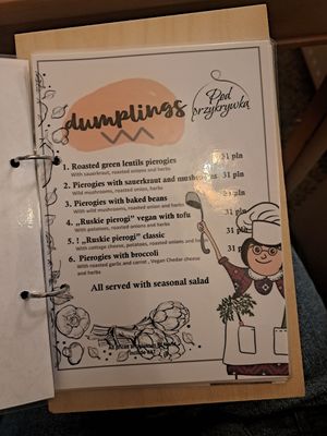 English menu at Pod Przykrywką in Wroclaw