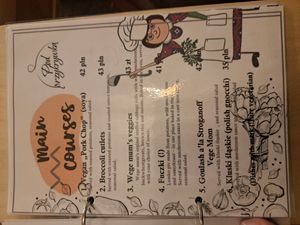 English menu at Pod Przykrywką in Wroclaw