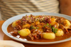 stroganoff goulash with kluski at Pod Przykrywką in Wroclaw