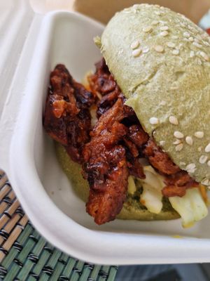 Pulled BBQ hero burger at FED BY NATURE in Limassol