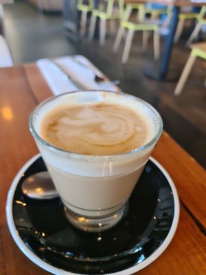 Almond latte at Cafe Qu Bah in Morwell