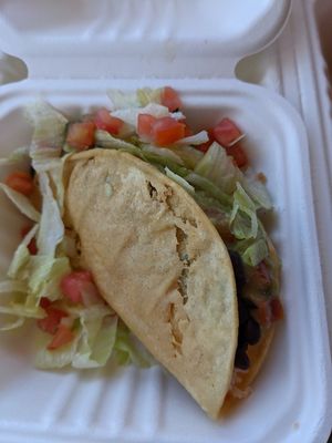 Vegan fried taco at Salsas Taco Bar in Santa Cruz