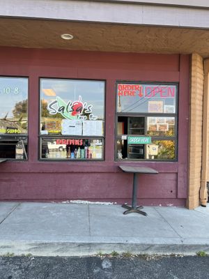 Order at takeout window  at Salsas Taco Bar in Santa Cruz