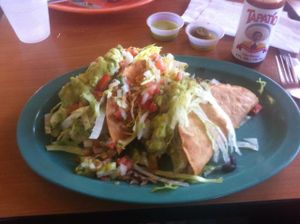 two vegan tacos at Salsas Taco Bar in Santa Cruz