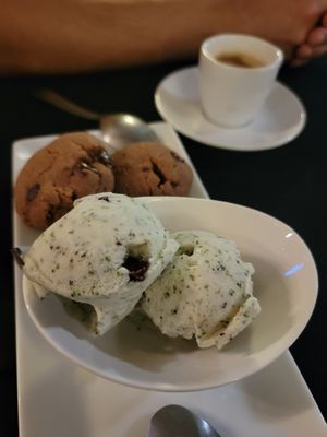 Mint chocolate chip and GF cookie all vegan at Roatan Oasis in Roatan
