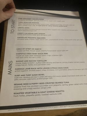 Menu with labeled vegan and gf options  at Roatan Oasis in Roatan