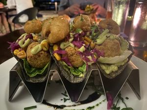 Falafel taco  at Buccanos in Cozumel