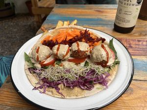 Falafel wrap  at Planeta Veggie in La Paz