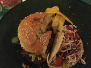 Veggie Burger  at Naïa - Beach Bar & Grill in Placencia