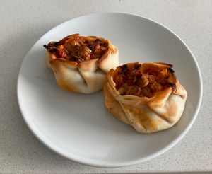 Vegan pizza roll  at Pizza Raval in Barcelona