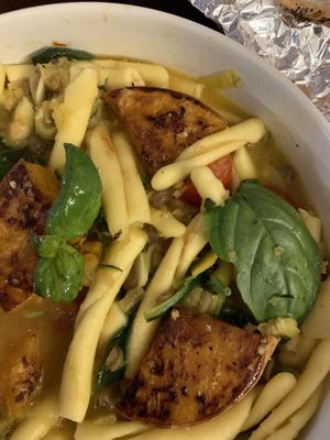 Twisted pasta with pumpkin sauce.  at Cinnamon & Co in West End