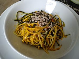 Spaghetti carbonara de curry at Crucina Restaurante in Madrid