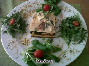 Raw vegan lasagne with cream of mushrooms at Crucina Restaurante in Madrid