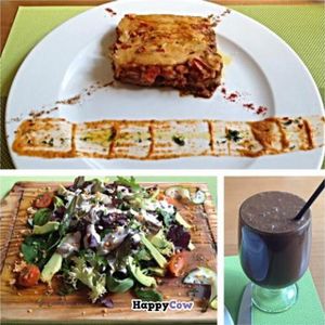 Moussaka, Avocado Salad, and ChocoBliss at Crucina Restaurante in Madrid