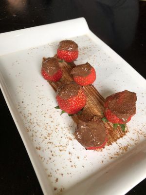 Chocolate strawberries. Sooo healthy and delicious  at Crucina Restaurante in Madrid