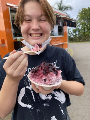Blueberry shave ice  at O'z Kitchen in Kealakekua