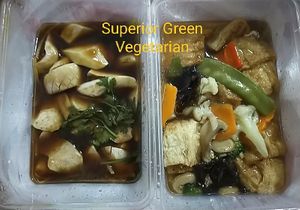 Sesame oil-ginger mock kidney & Beehoon with gravy at Superior Green Vegetarian 御素缘 in Northeast Singapore