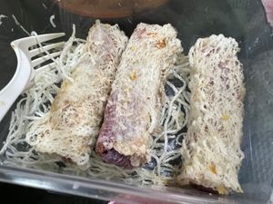 Vietnamese rolls- but it’s actually just store bought yam rolls , nothing to rave about  at Superior Green Vegetarian 御素缘 in Northeast Singapore