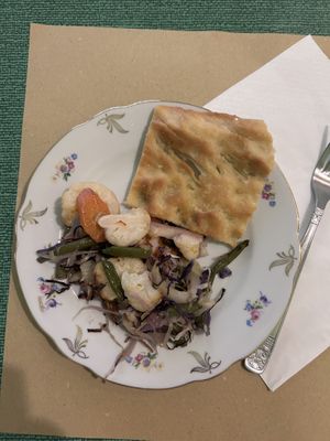 Appetizer, vegetables and focaccia  at SA.NA. Pastificio Artigianale in Melegnano