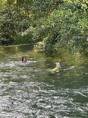 River swimming in the Clain at Moulin de la Cueille in Romagne