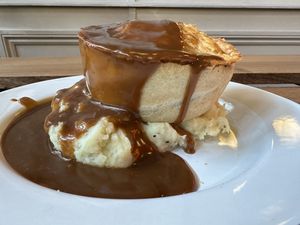 Mock-a-doodle vegan pie with mash and gravy.   at Pieminister in Oxford