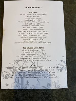 Menu  at La Boheme Cafe in Prague