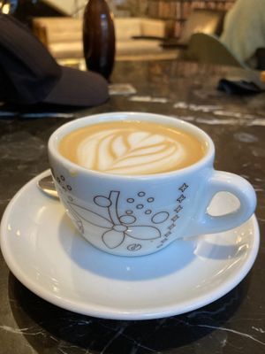 Cappuccino with oat milk at La Boheme Cafe in Prague