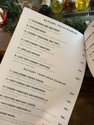 Menu  at Můj Bagel in Prague