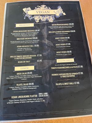 Menu  at North Sea Observatory in Chapel St Leonards