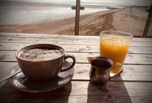 Decaf coffee and Orange juice……don’t mind if I do 🙃  at North Sea Observatory in Chapel St Leonards