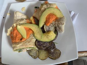 Falafel wrap at Govinda Lila in Cusco