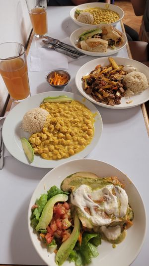 Menu del Dia, Lasagne, Lomo Saltado with Soymeat, Curry at Govinda Lila in Cusco