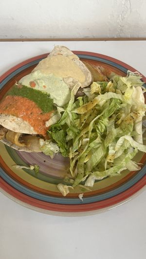 Burrito with soy meat  at Govinda Lila in Cusco