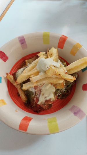 Lasagna at Govinda Lila in Cusco