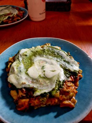 Vegan lasagna at Govinda Lila in Cusco