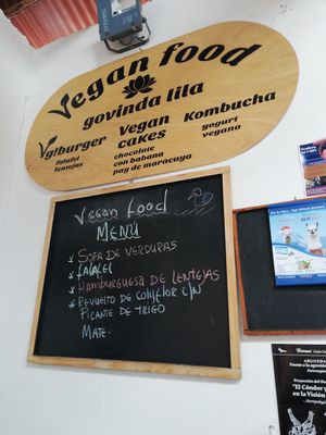 menu options  at Govinda Lila in Cusco