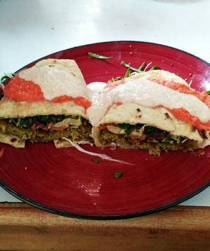 Falafel wrap at Govinda Lila in Cusco