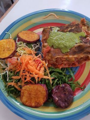 Lasagna at Govinda Lila in Cusco