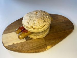 Fried sausage in a bun #Veganuary at Vegan Wine and Tapas by Markus in Porto