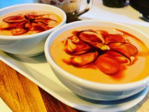 Dessert of the day: Soya/Coconut Yoghurt with Passion Fruit and Sweetened with date syrup.  #Veganuary at Vegan Wine and Tapas by Markus in Porto