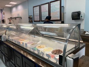 Ice cream case at Chill Artisan Ice Cream in Akron