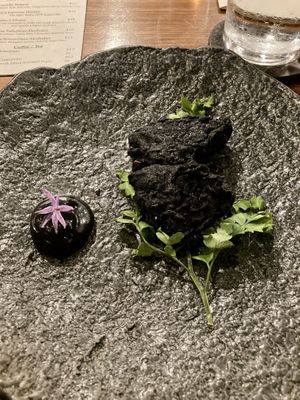 Black garlic aioli(?) and heart of palm - my FAVORITE   at natuRe waikiki in Honolulu