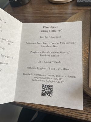 Tasting menu  at natuRe waikiki in Honolulu