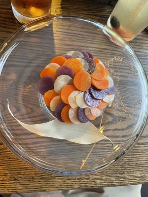 Vegetables and burrata underneath  at natuRe waikiki in Honolulu