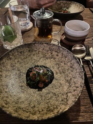 Risotto and hot tea for that course  at natuRe waikiki in Honolulu